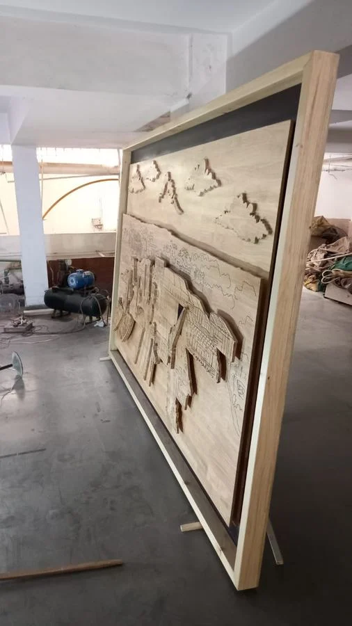 The Goa Shipyard mural standing upright before delivery