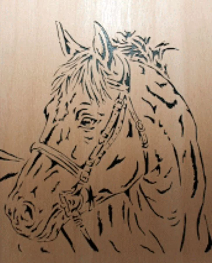 Horse study cut on a single wood panel