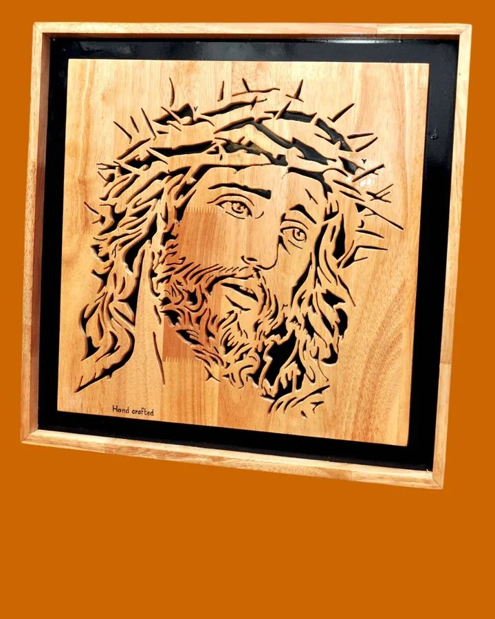 Portrait of Christ framed in the same wood as the panel