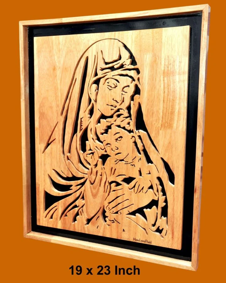 Madonna and Child wood panel, 19 x 23 inches