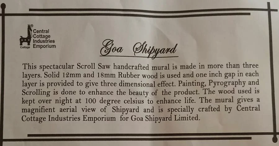 The Goa Shipyard plaque