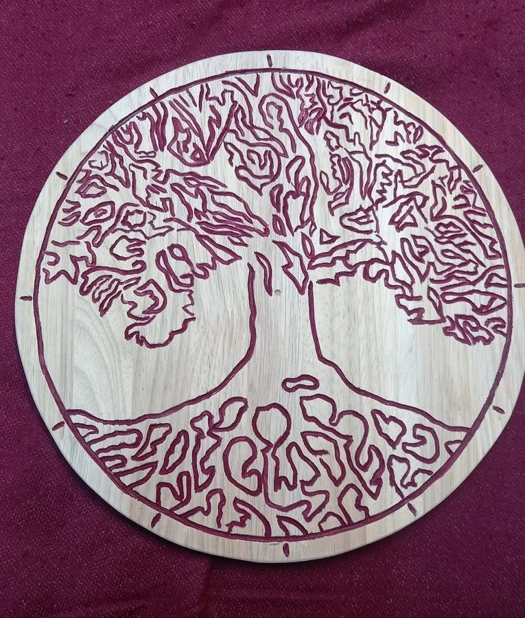 Circular Tree of Life panel cut as open fretwork